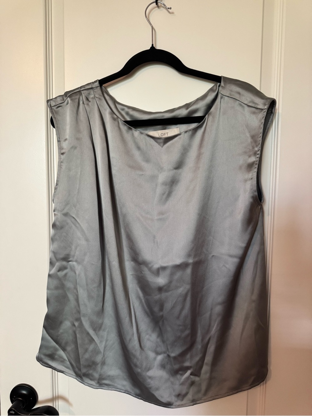 LOFT Silver-Gray Satin Cap-Sleeve Camisole